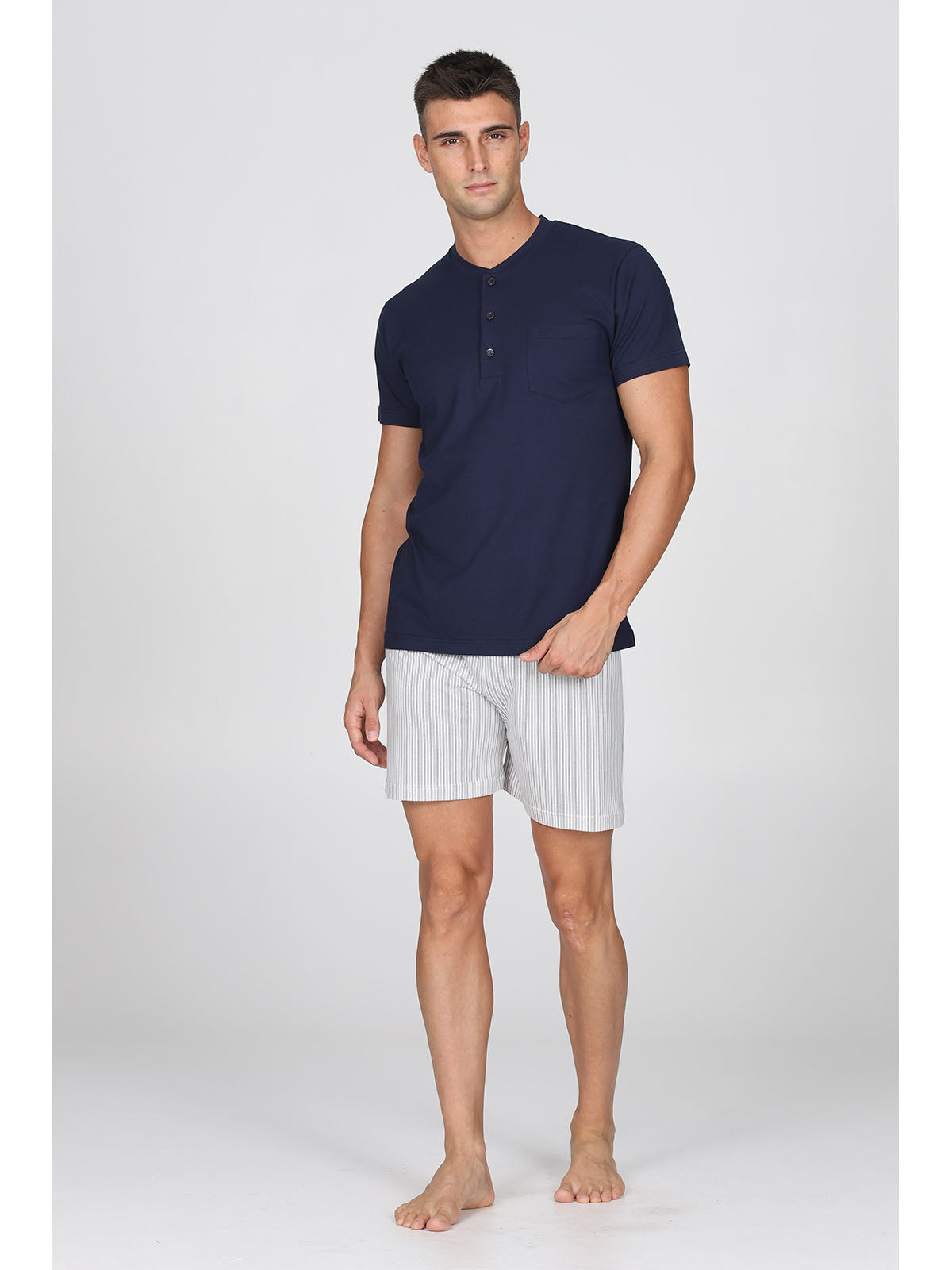 Pigiama Corto In Fresco Jersey Di Puro Cotone