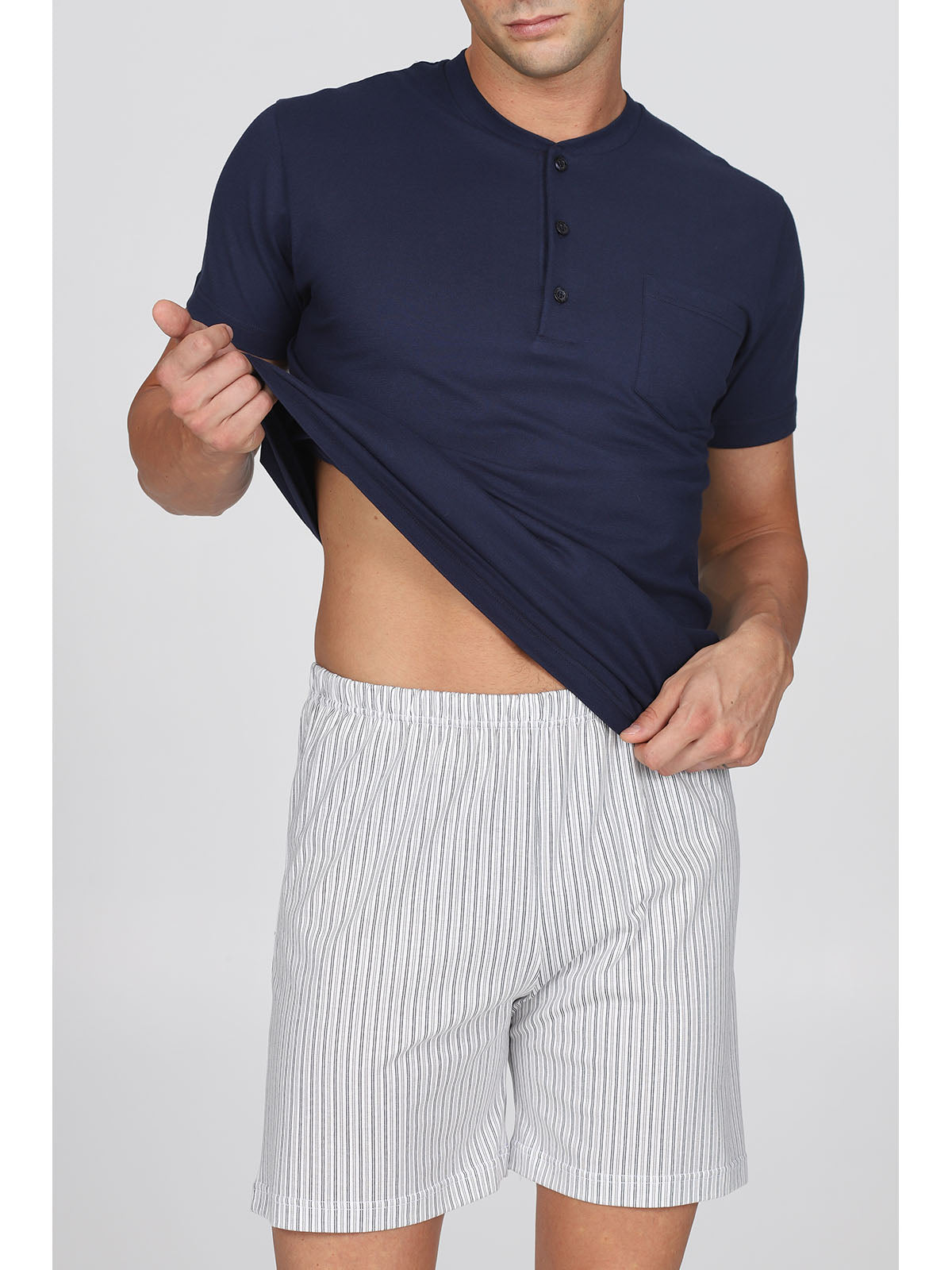 Pigiama Corto In Fresco Jersey Di Puro Cotone