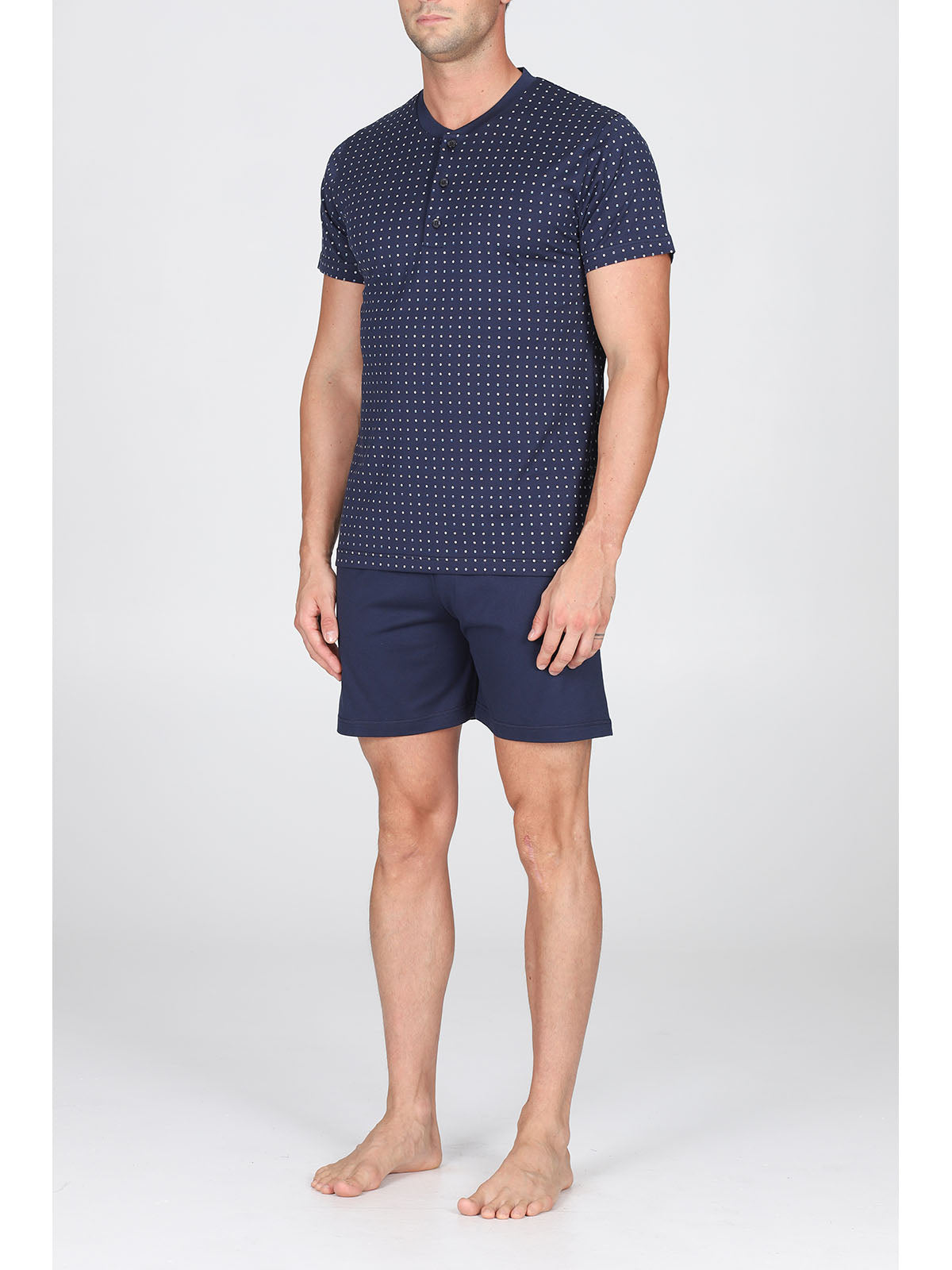 Pigiama Corto Serafino In 100% Cotone