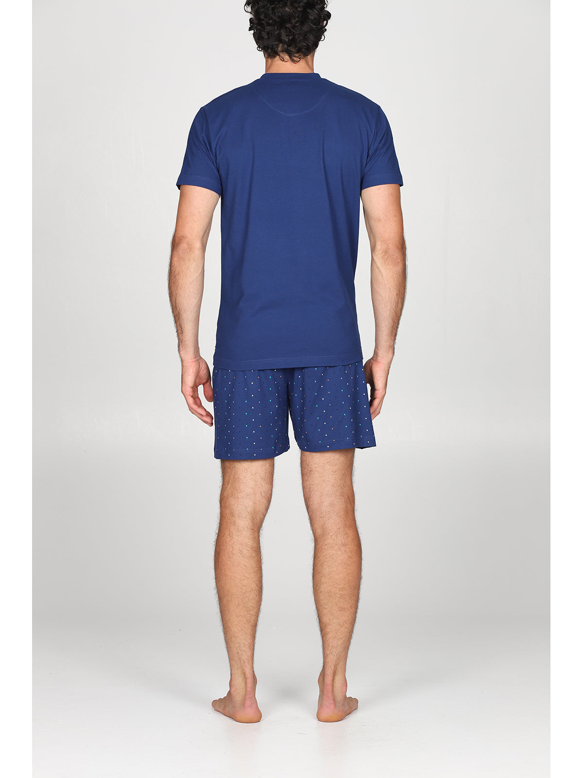 Pigiama corto serafino con giacca unita Rombo Blue Alpina