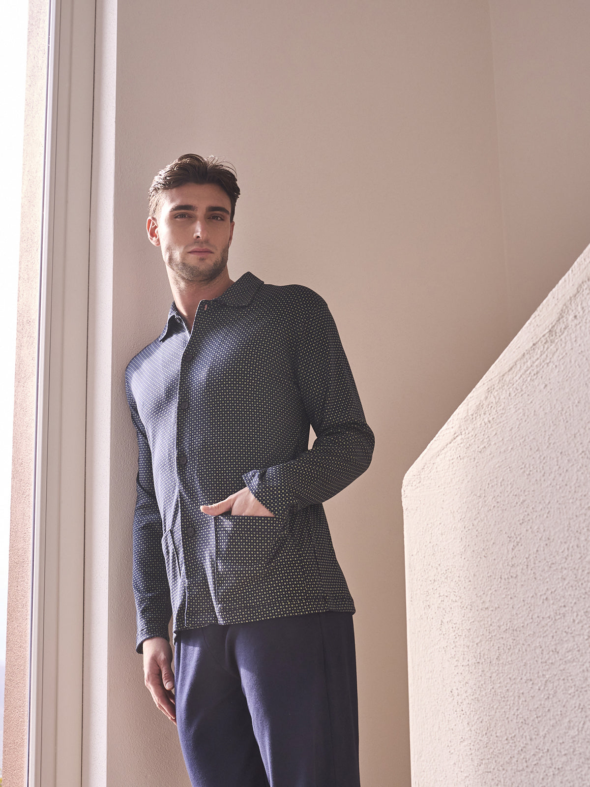 Pigiama cardigan in morbido interlock di puro cotone Alpina