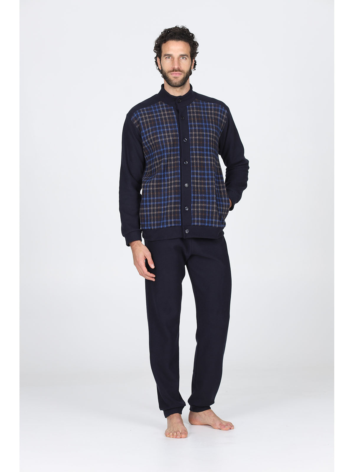 Pigiama lungo cardigan tuta Scoz.blu Alpina