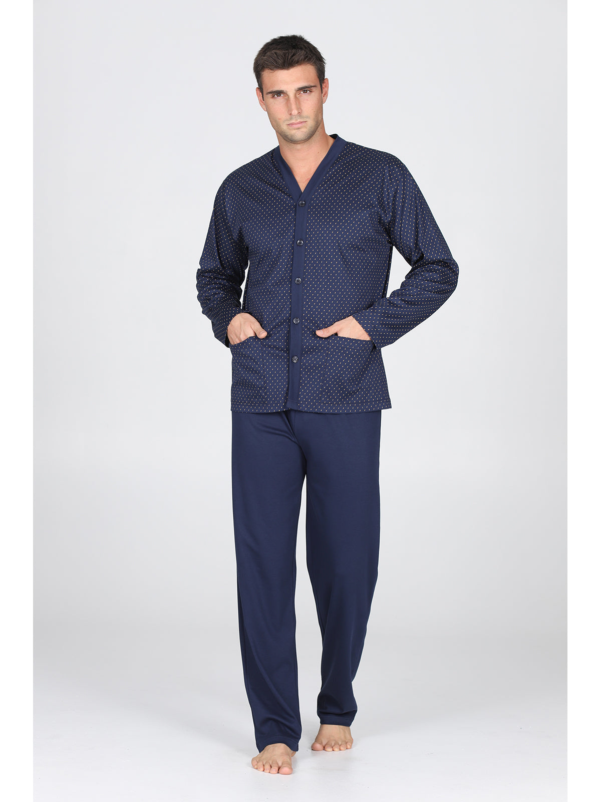 Pigiama Cardigan In Jersey Di Puro Cotone
