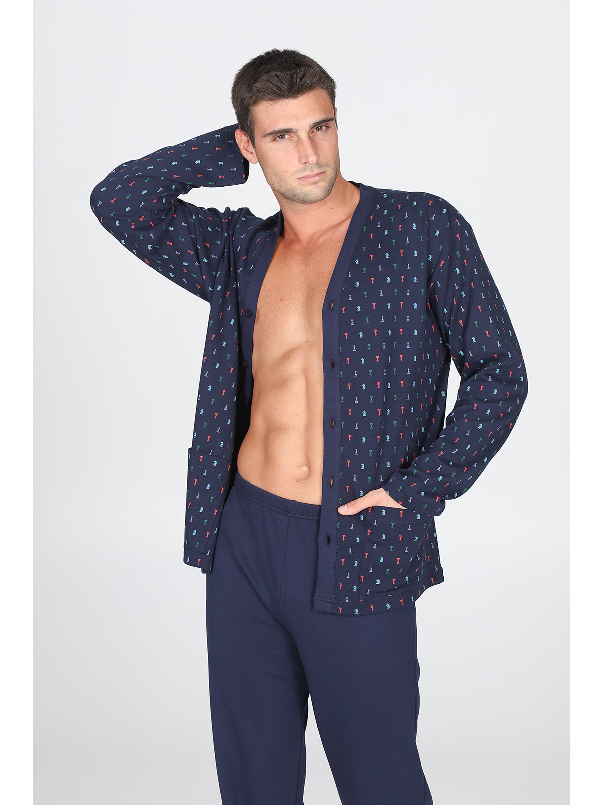 Fresco pigiama cardigan in 100% cotone