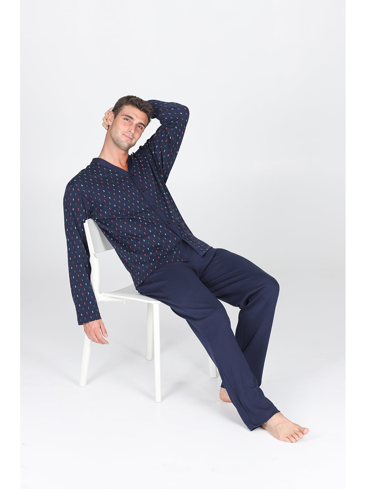 Fresco Pigiama Cardigan In 100% Cotone
