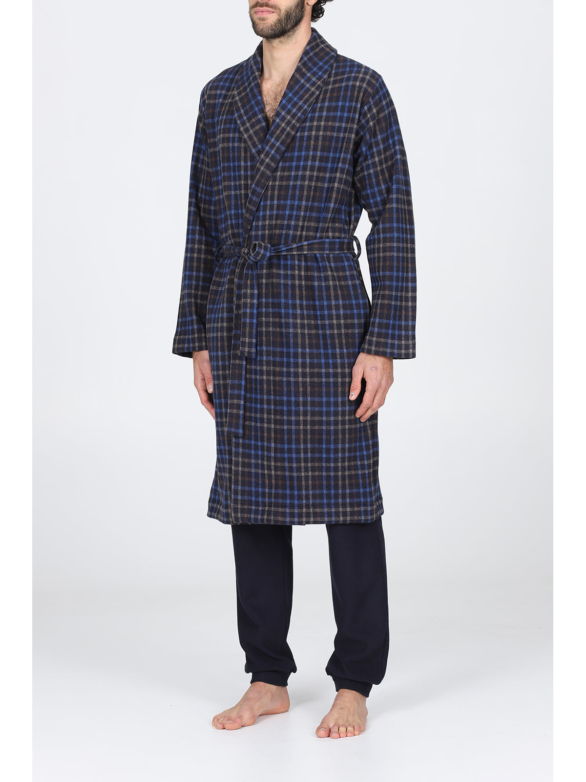 Vestaglia in caldo cotone jacquard Scoz.blu Alpina