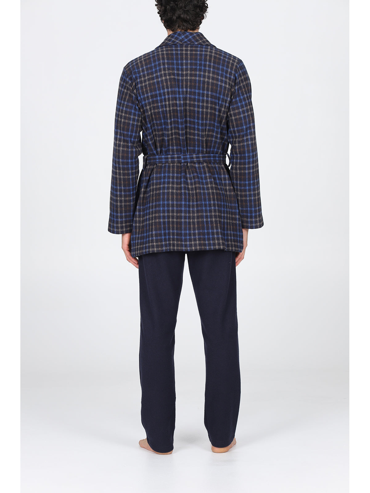 Giacca da camera in caldo cotone jacquard Scoz.blu Alpina