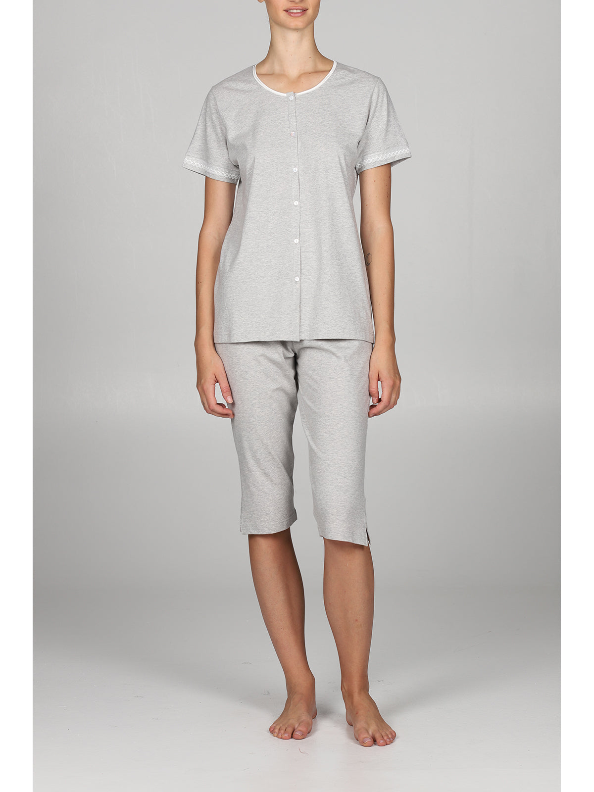 Fresco pigiama cardigan pantalone capri anngrigme Alpina