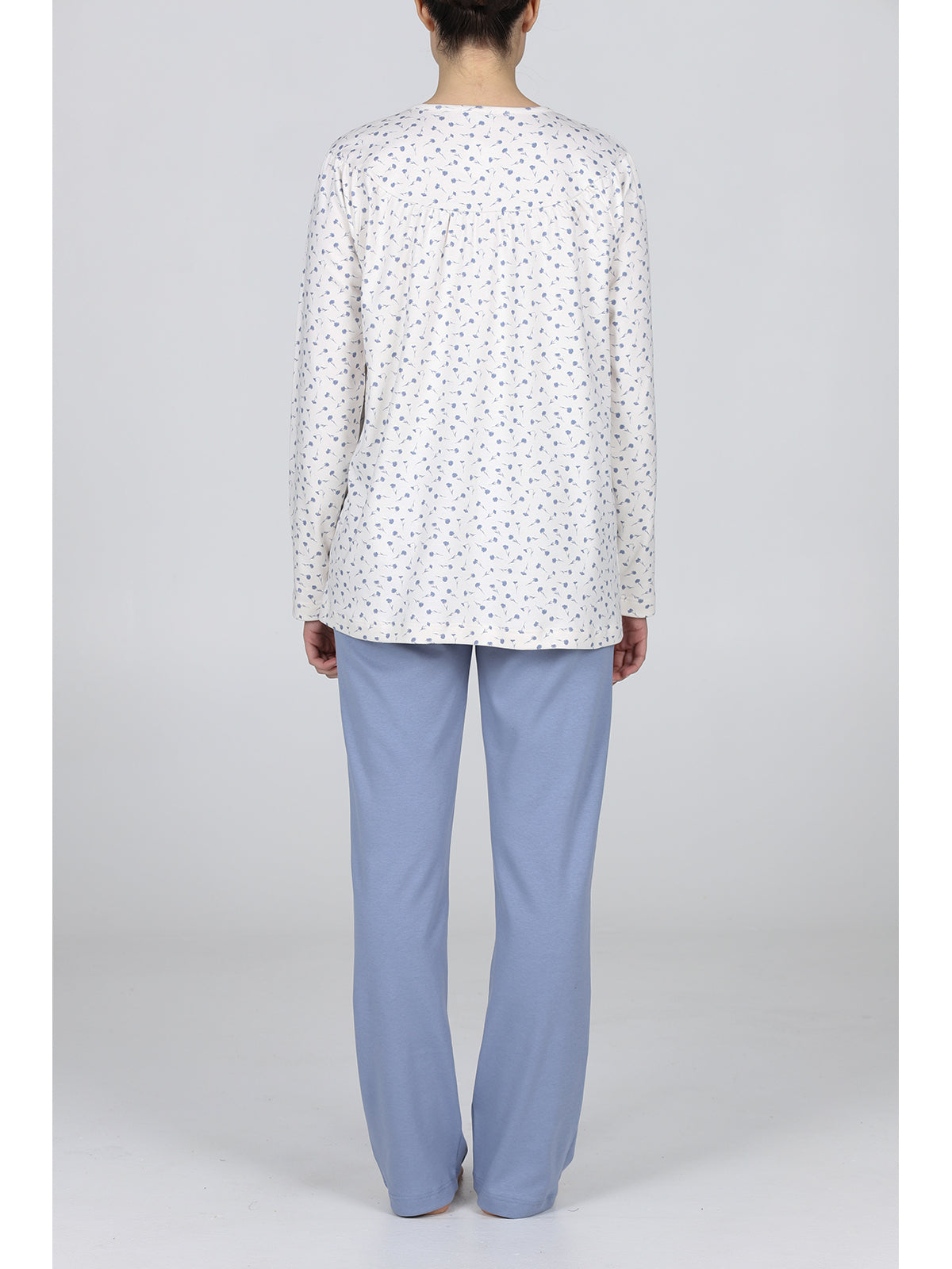 Cloe pigiama lungo serafino Azzurro Alpina