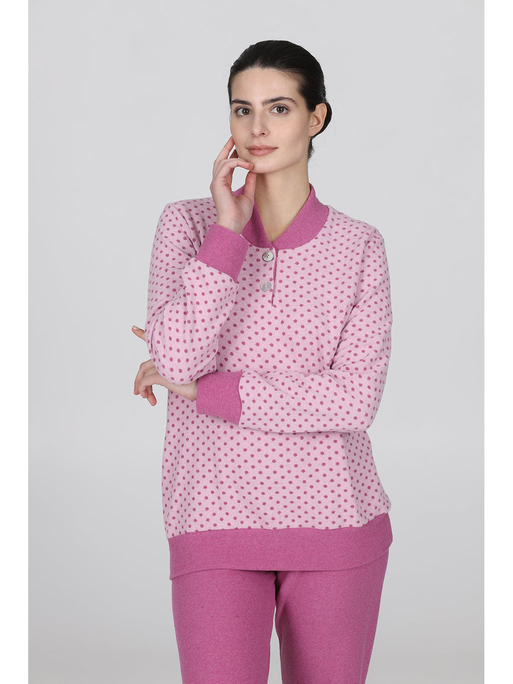 Normann Pigiama Da Donna A Maniche Lunghe Con Polsini In Bellissimo Effetto Stellato Colore Rosa 40 42 129248267 Normann Pigiama Da Donna A Maniche Lunghe Con Polsini In Bellissimo Effetto Stellato Colore Rosa 40 42 129248267