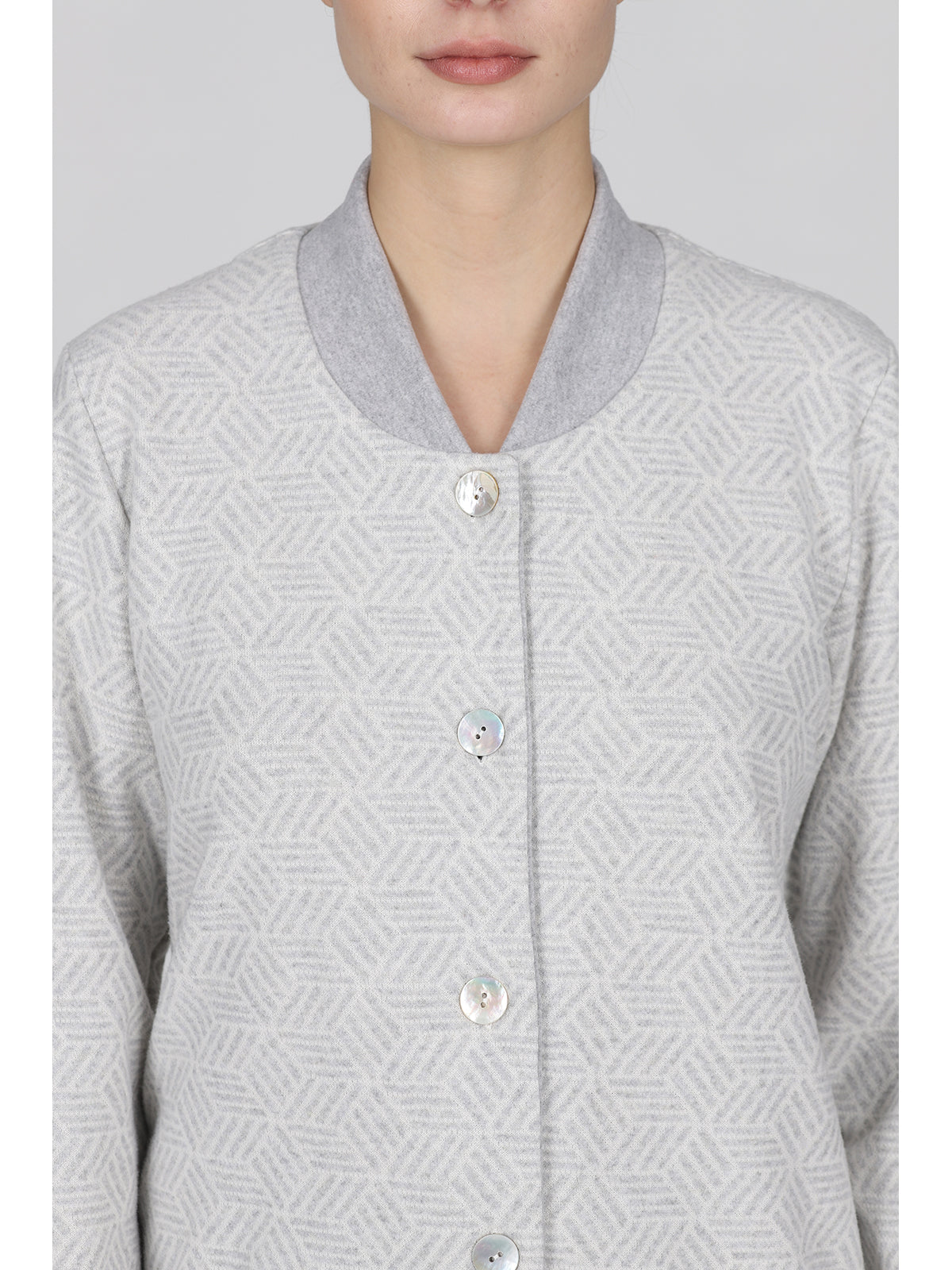 Pigiama cardigan in caldo jacquard di cotone Geometrico Alpina