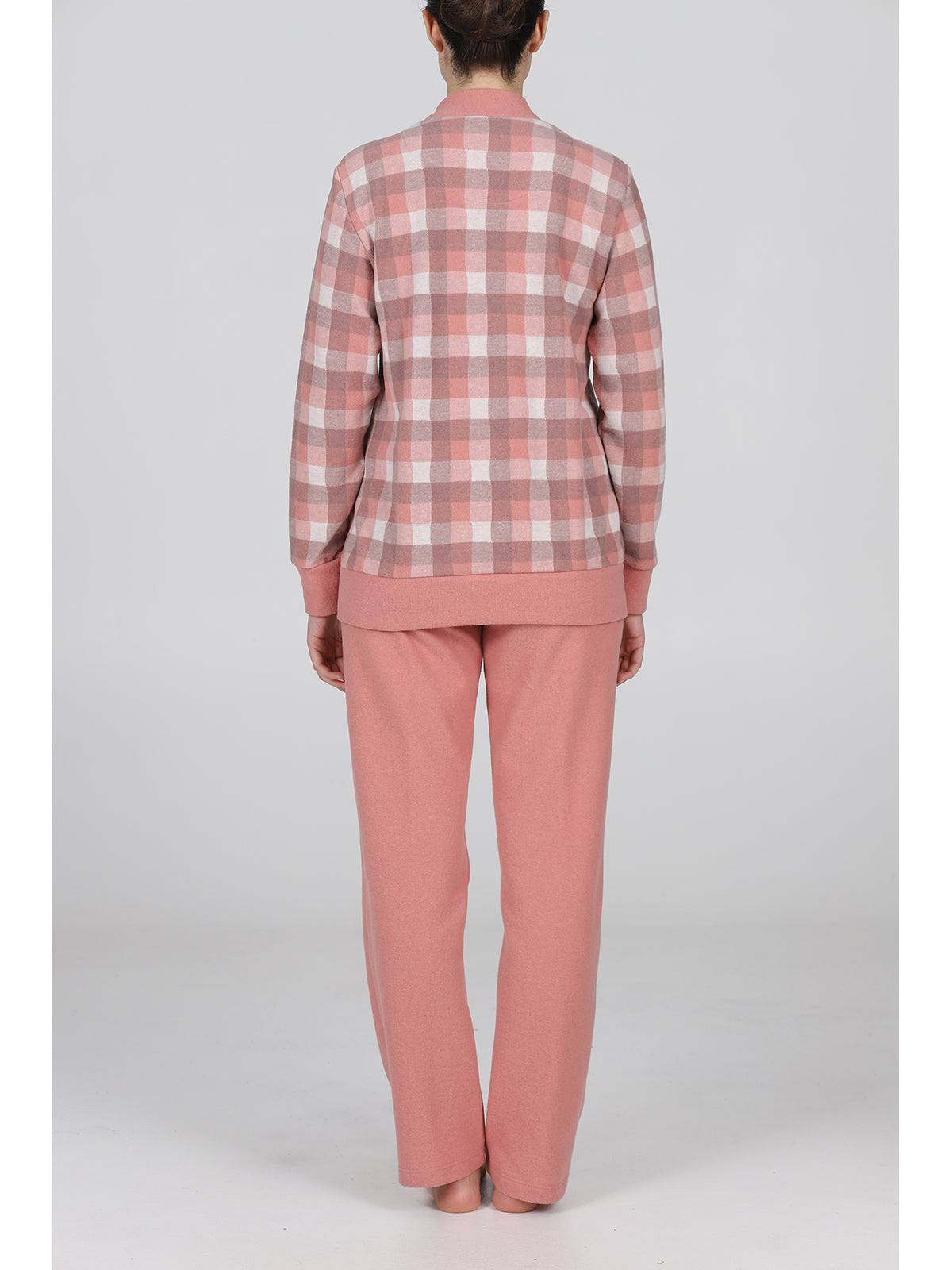 Pigiama cardigan in caldo jacquard di cotone Scozzese Alpina