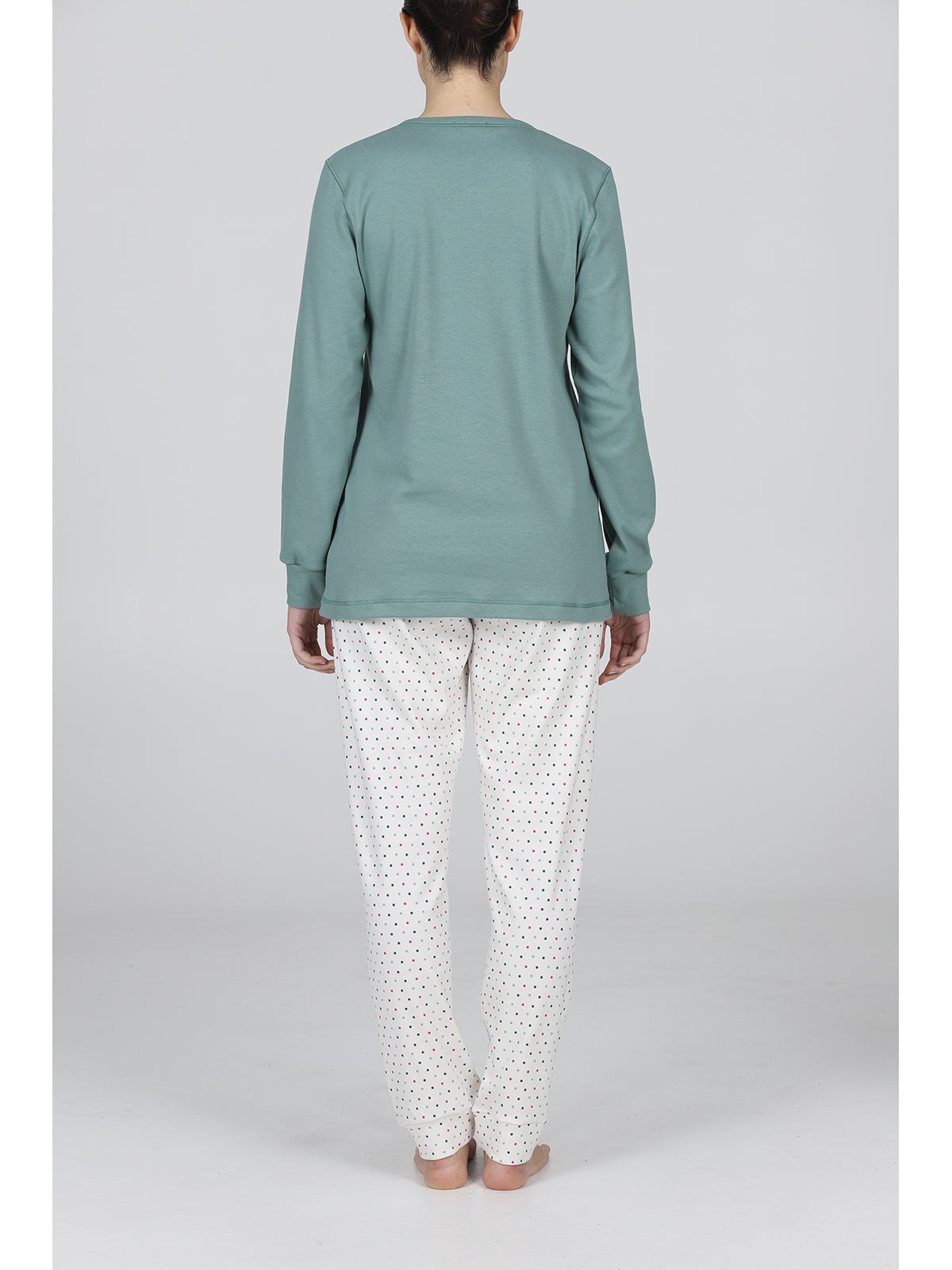 Pigiama lungo serafino tuta in morbido interlock Pois Alpina