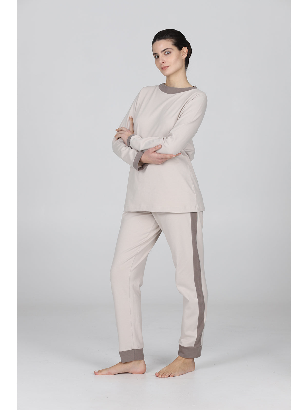 Pigiama girocollo tuta Beige Alpina