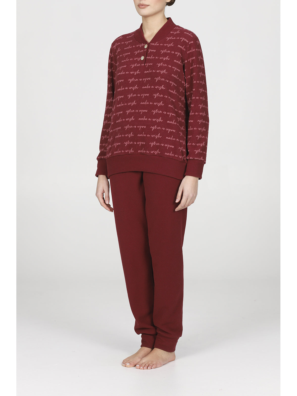 Caldo pigiama in jacquard di cotone