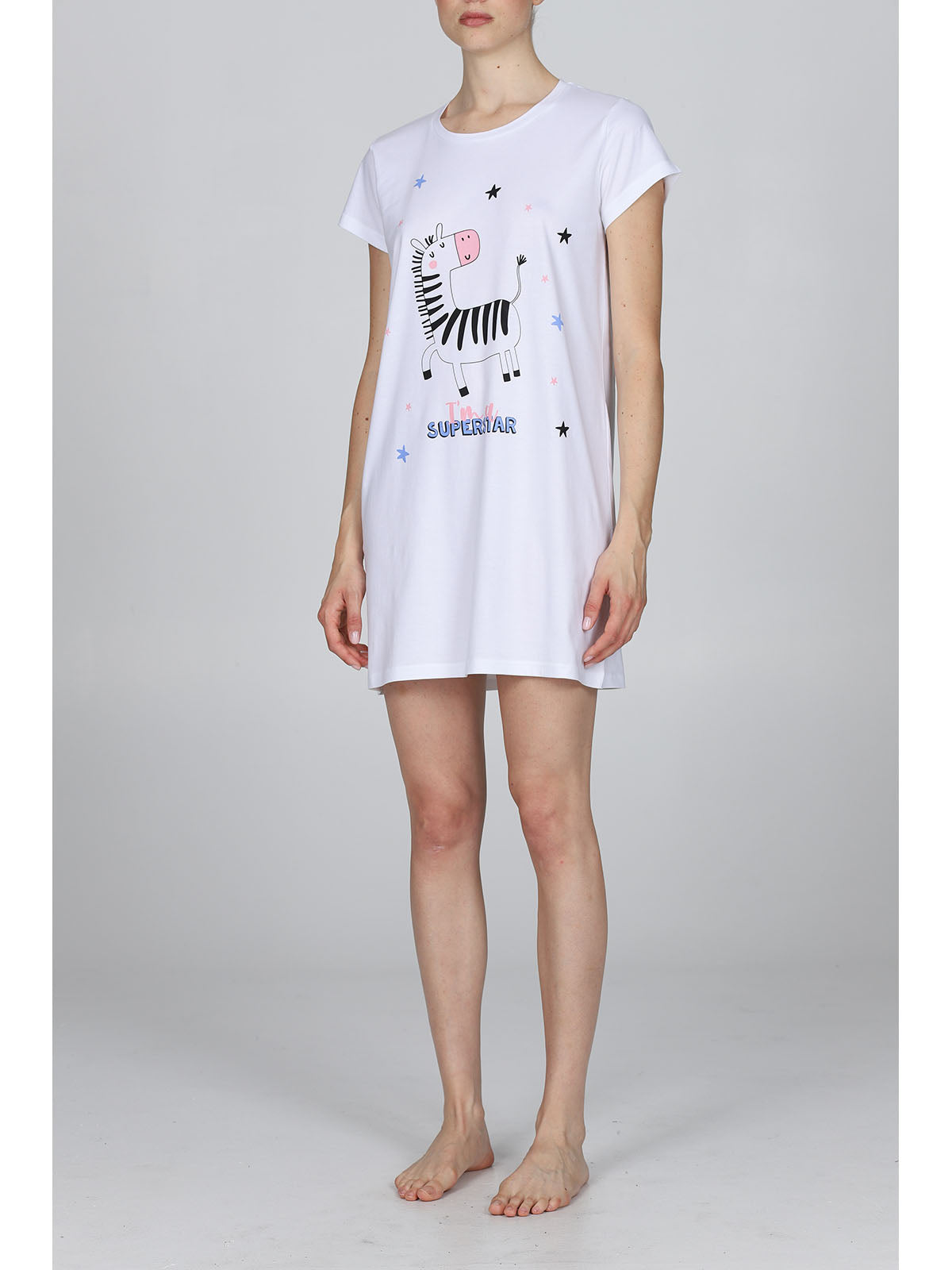 Maxi T-shirt Con Stampa In Puro Cotone