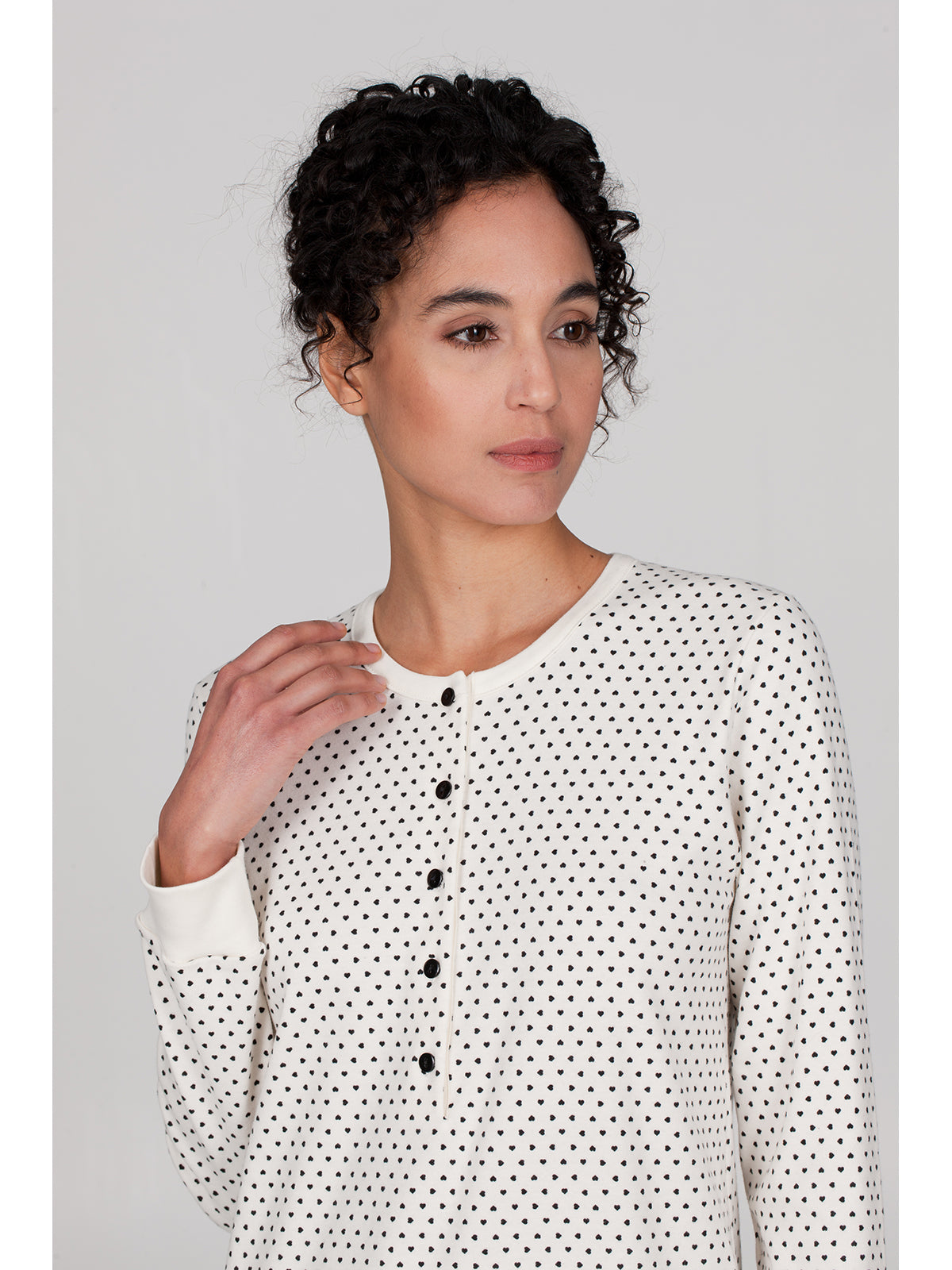 Camicia da notte serafino in traspirante cotone Cuori Alpina