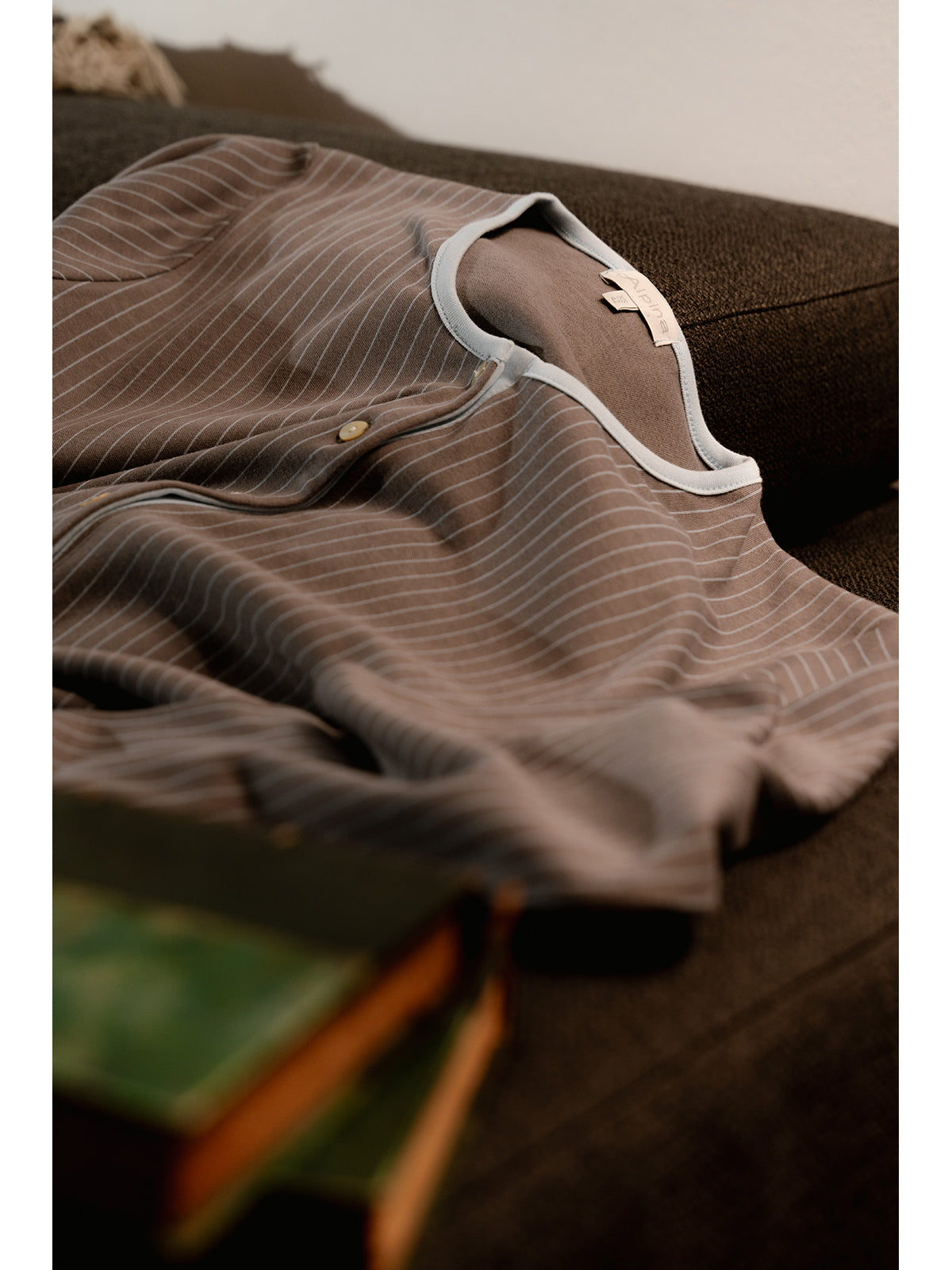 Romantica camicia da notte in interlock di puro cotone Gessato Alpina