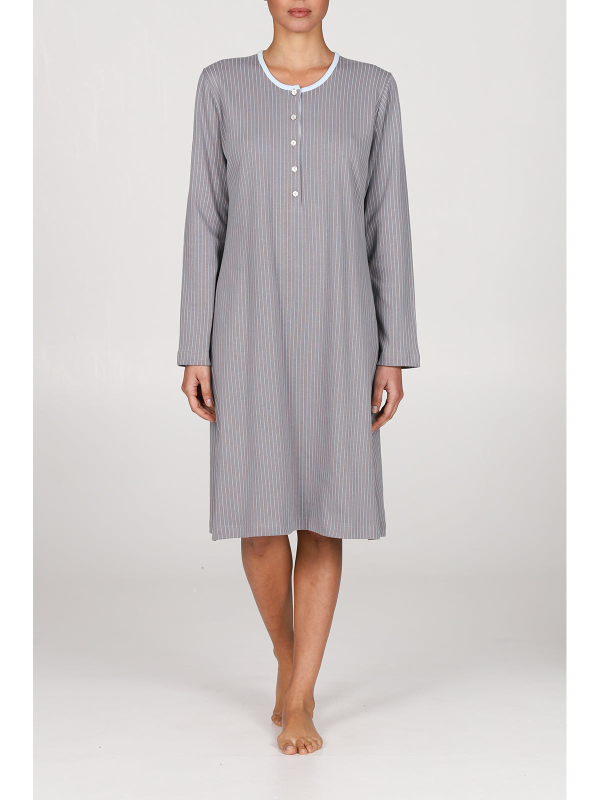 Romantica camicia da notte in interlock di puro cotone Gessato Alpina