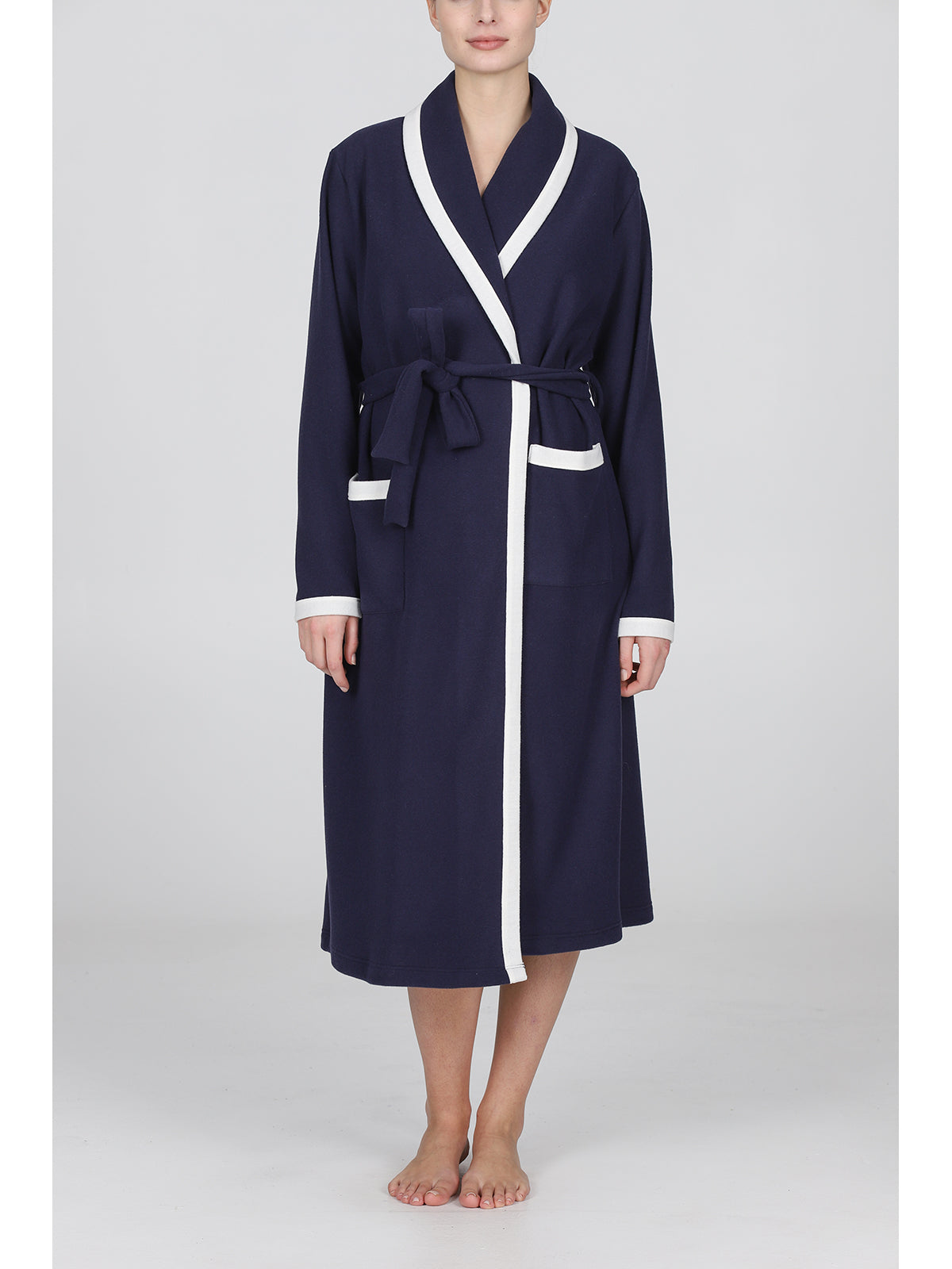 Vestaglia sciallata in caldo pile Blu Alpina