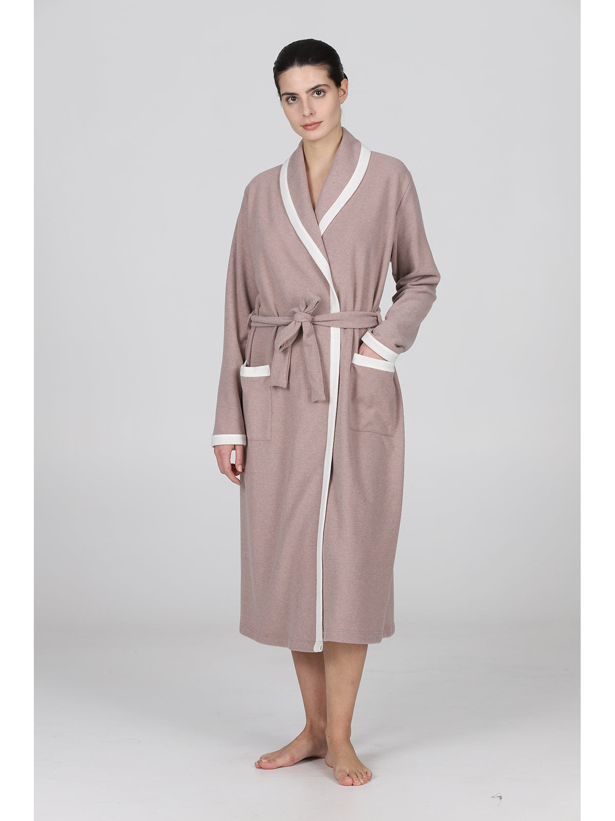 Vestaglia sciallata in caldo pile annbeige Alpina