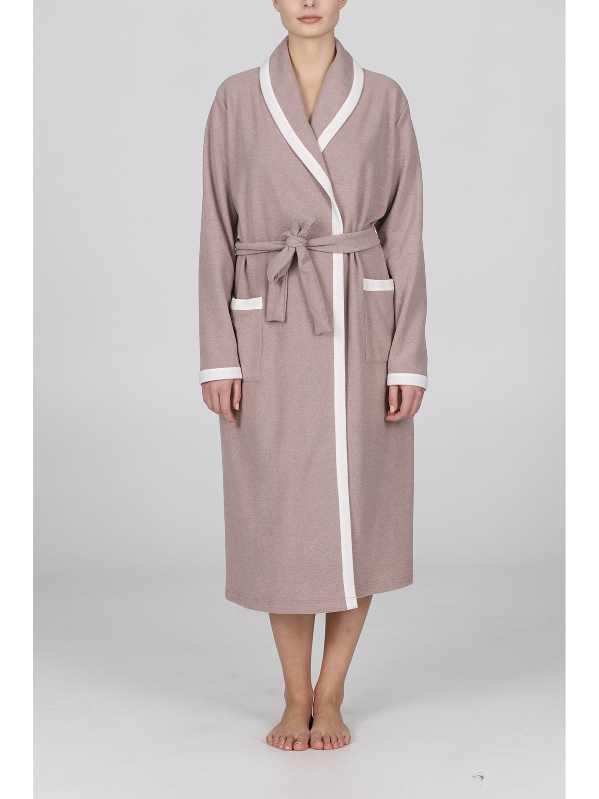 Vestaglia sciallata in caldo pile annbeige Alpina