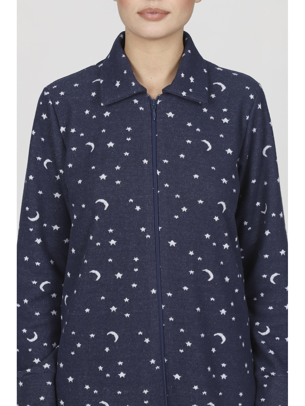 Vestagliacon zip in caldo jacquard di cotone