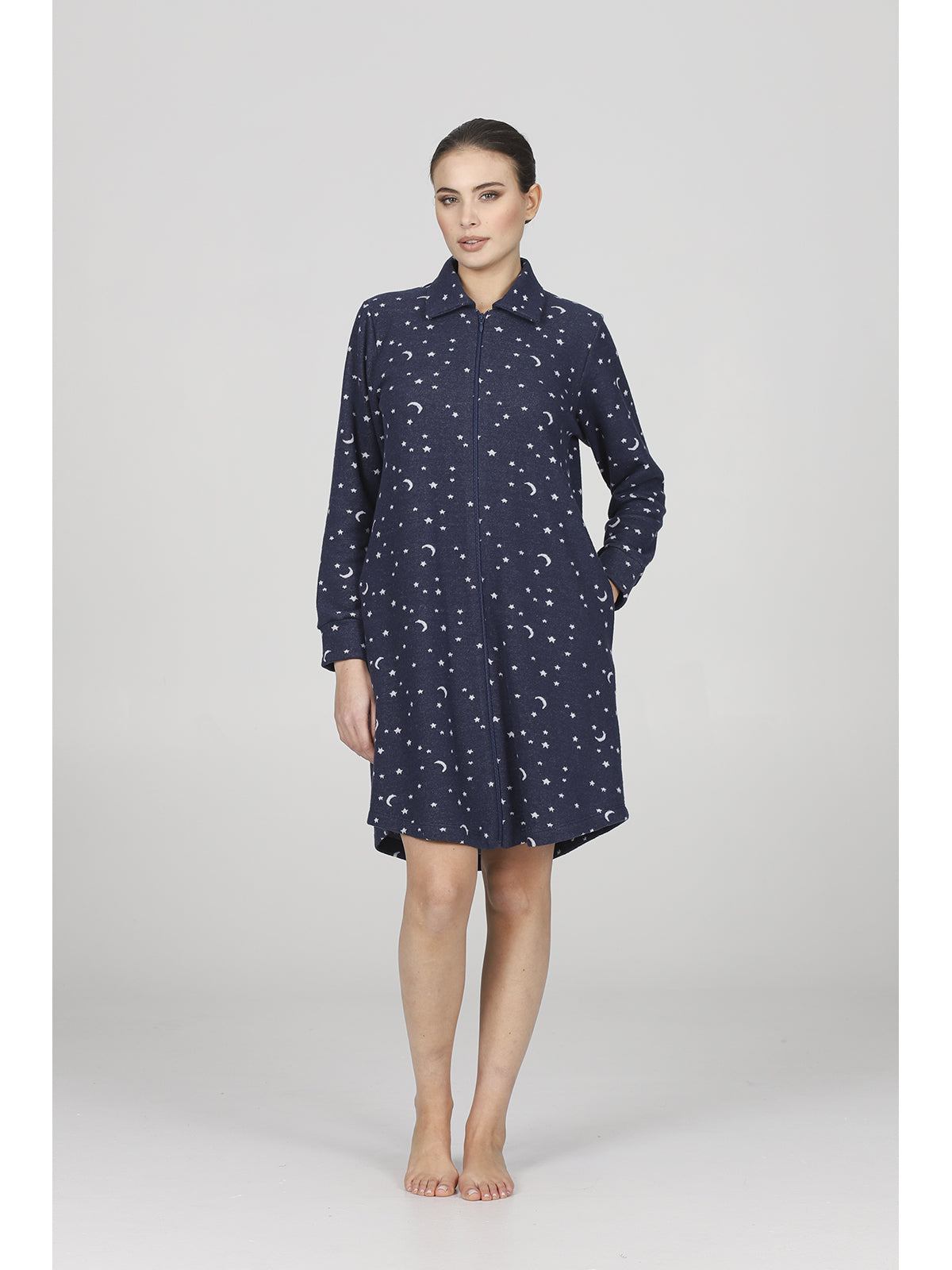 Vestagliacon zip in caldo jacquard di cotone
