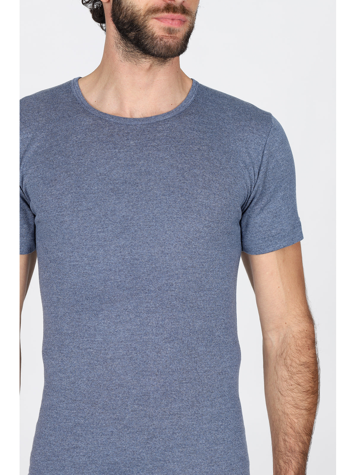 Pura Lana Vergine Alpina Maglieria Maglia Uomo Manica Corta In