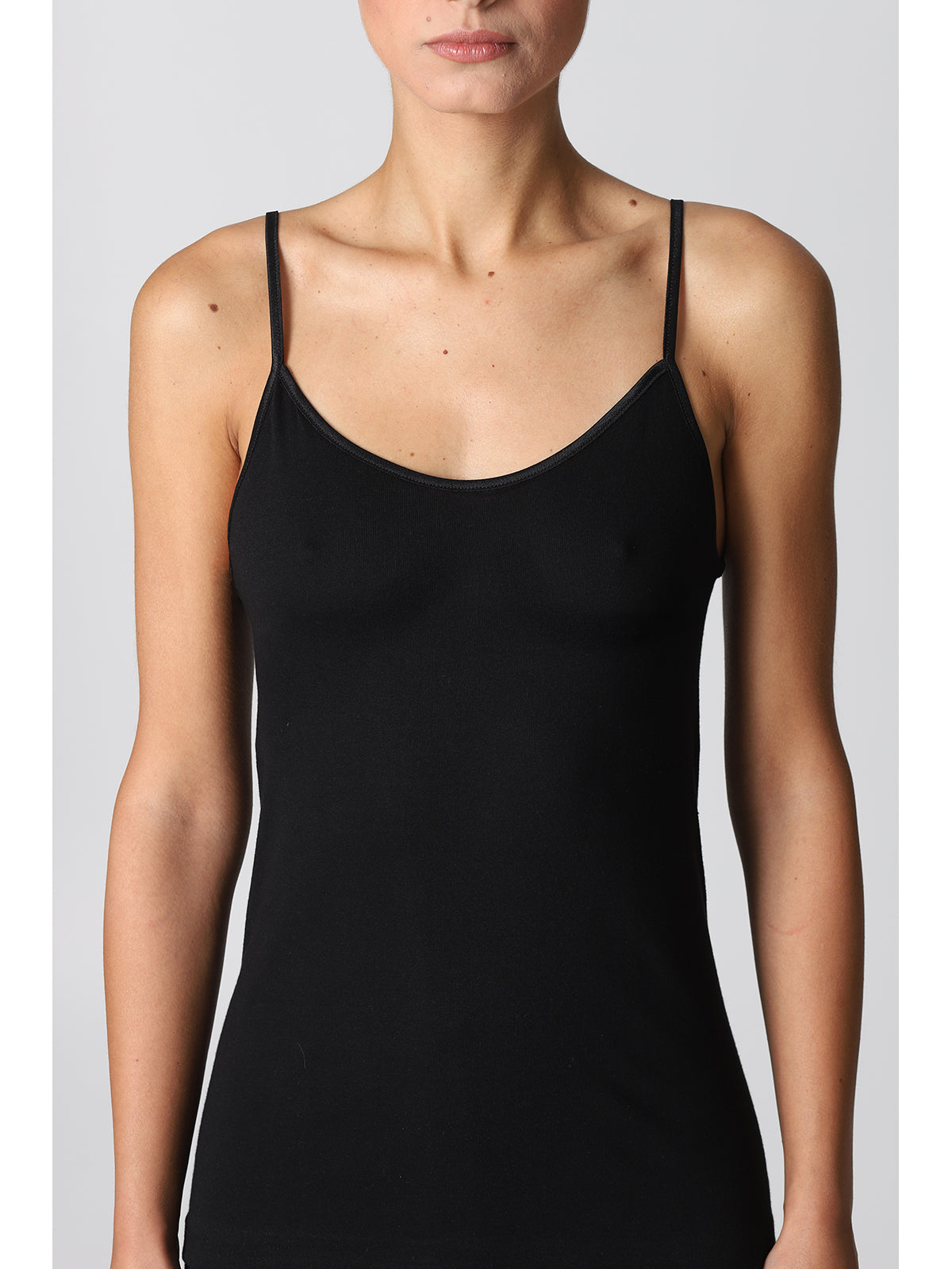 Canotta top donna in puro cotone pettinato nero Alpina Intimo