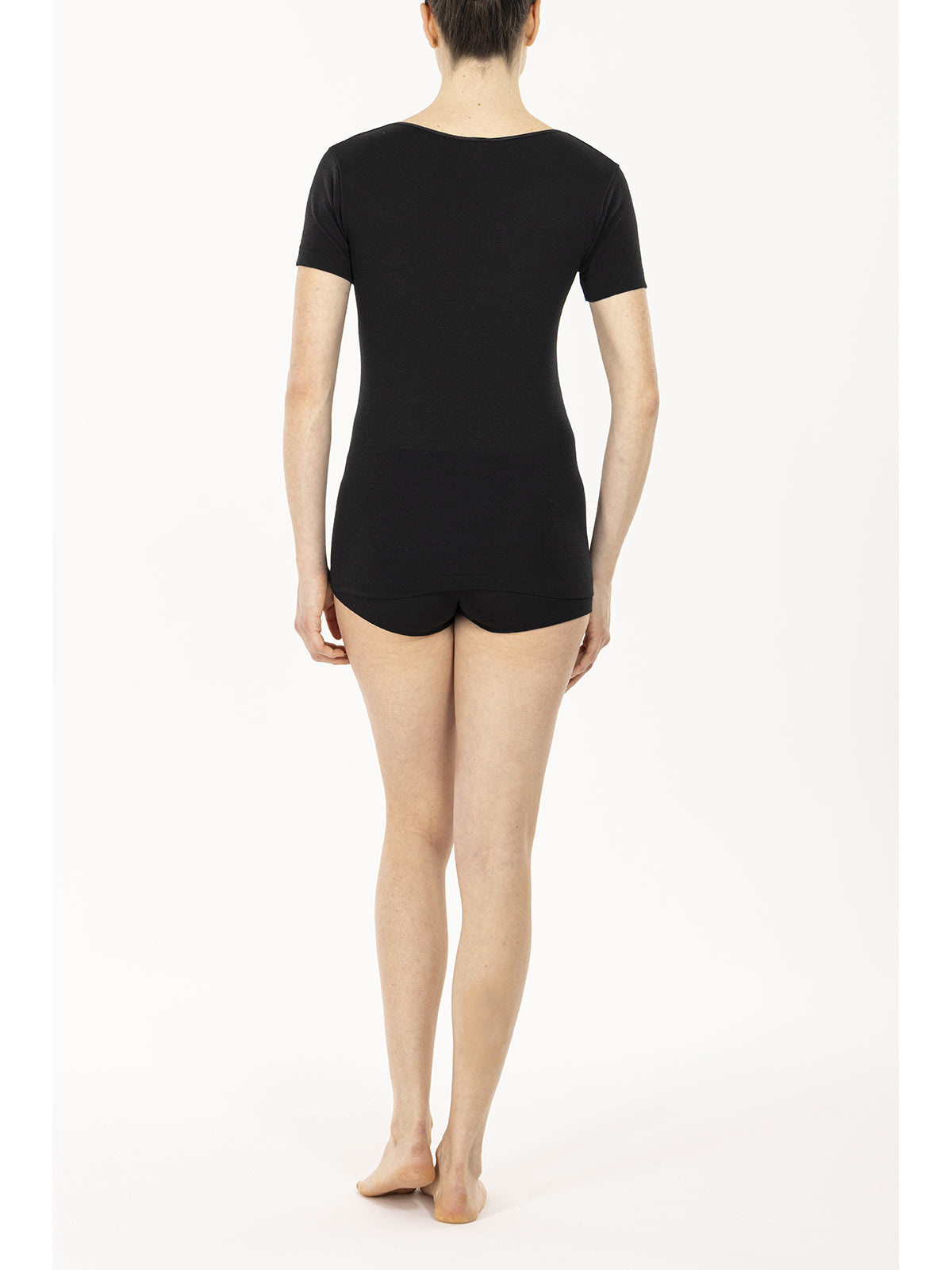 Canotta manica corta in lana e cotone annnero Alpina