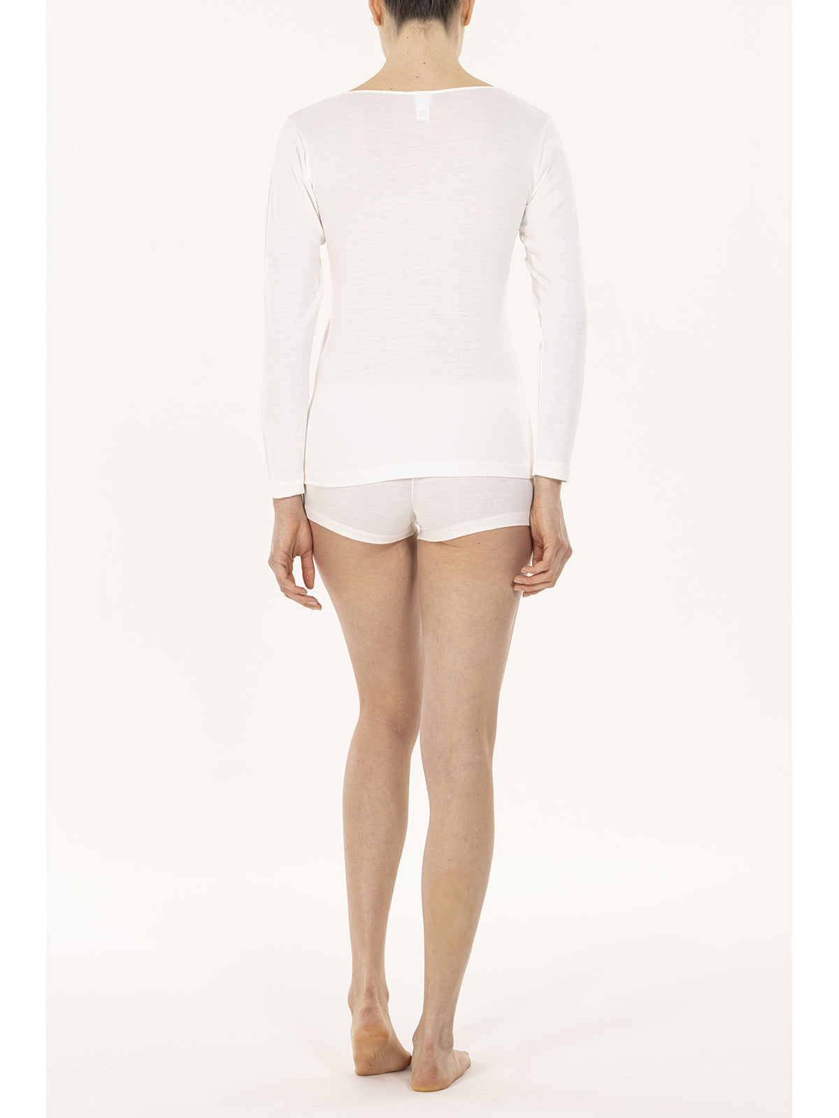 Canotta manica lunga con pizzo macramè B.co Lana Alpina