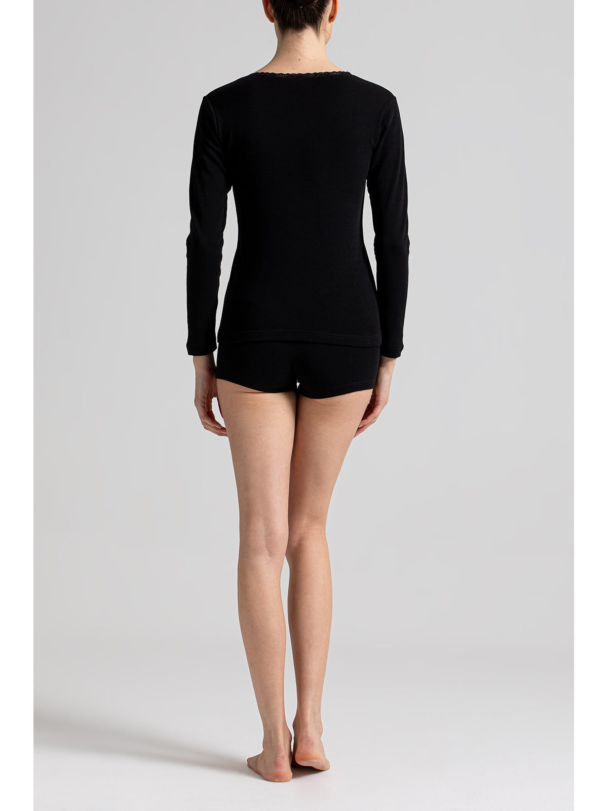 Canotta manica lunga con pizzo basso