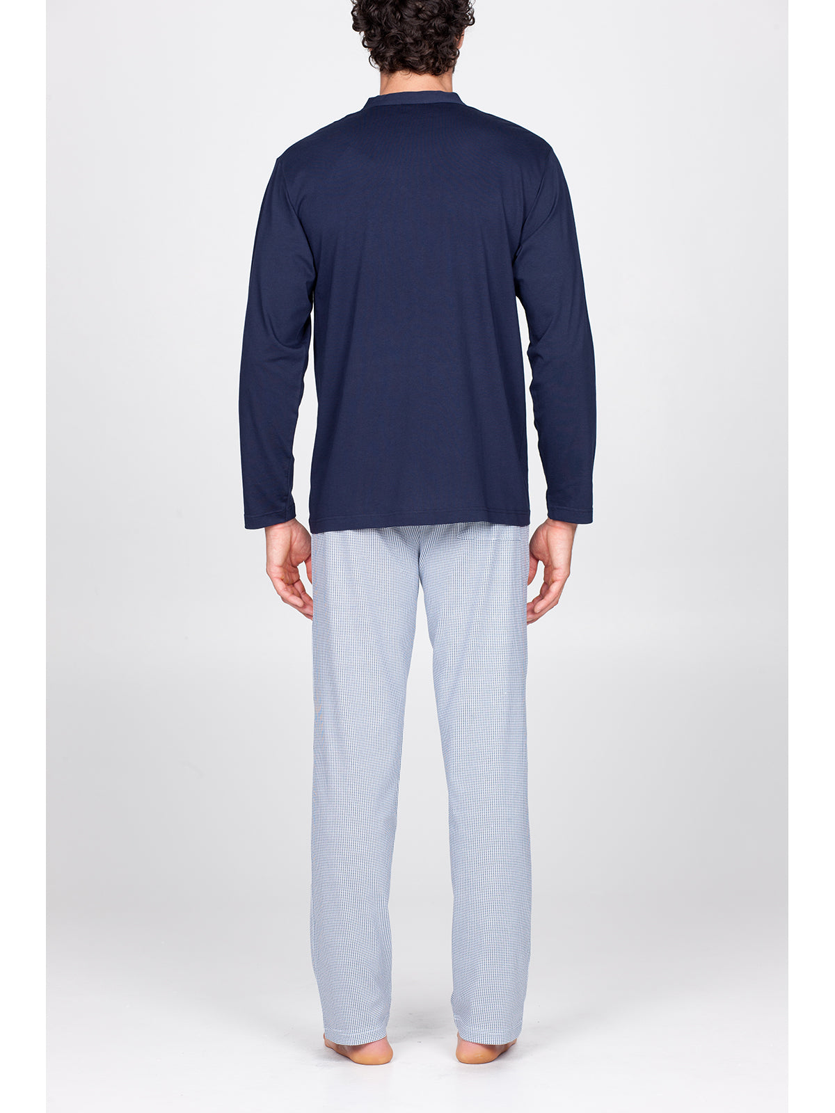 Pratico pigiama lungo cardigan in puro cotone Alpina