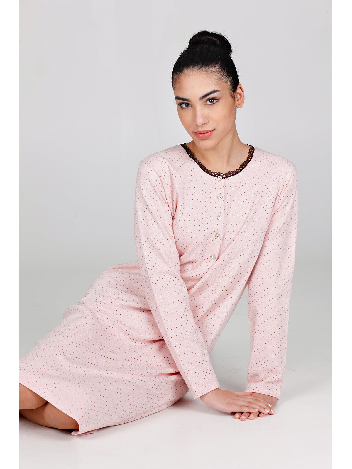 Camicia da notte in interlock di puro cotone Alpina