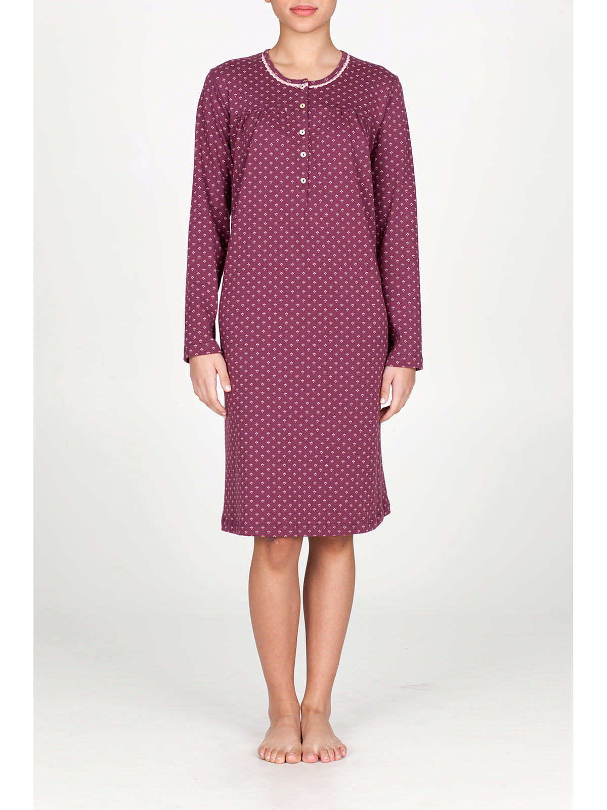 Camicia da notte in interlock di puro cotone Alpina