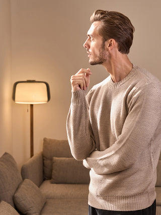 Maglia beige in pura lana merino extrafine