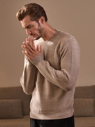 Maglia beige in pura lana merino extrafine