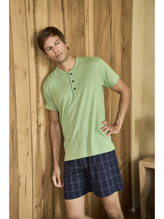 Pigiama Corto In 100% Cotone Pettinato