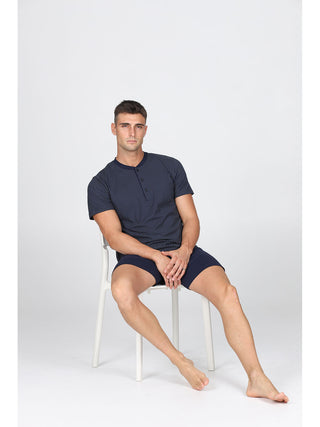 Pigiama Corto In Puro Cotone Pettinato