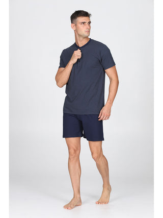 Pigiama Corto In Puro Cotone Pettinato