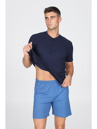 Pigiama Corto In Puro Cotone Pettinato