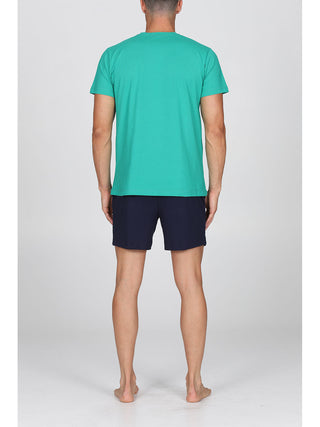 Pigiama Corto Colorato In Puro Cotone