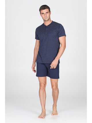 Pigiama Corto Serafino In 100% Cotone