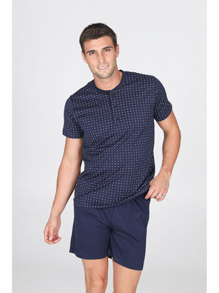 Pigiama Corto Serafino In 100% Cotone