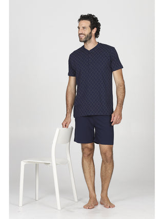 Pigiama corto serafino in fresco jersey 100% cotone