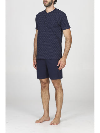 Pigiama corto serafino in fresco jersey 100% cotone