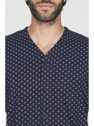 Fresco pigiama cardigan corto in jersey di puro cotone