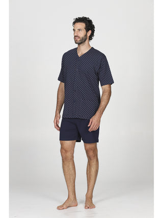 Fresco pigiama cardigan corto in jersey di puro cotone