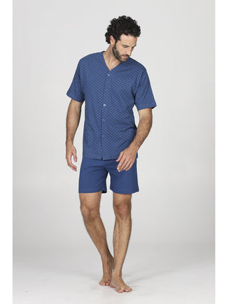 Fresco pigiama cardigan corto in jersey di puro cotone